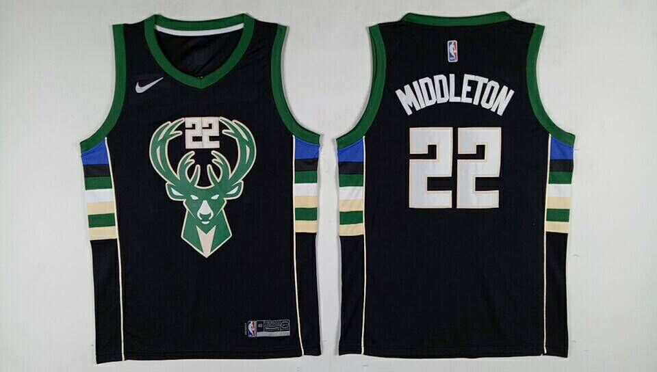 Men Milwaukee Bucks #22 Middleton Black Nike NBA Jerseys->->NBA Jersey